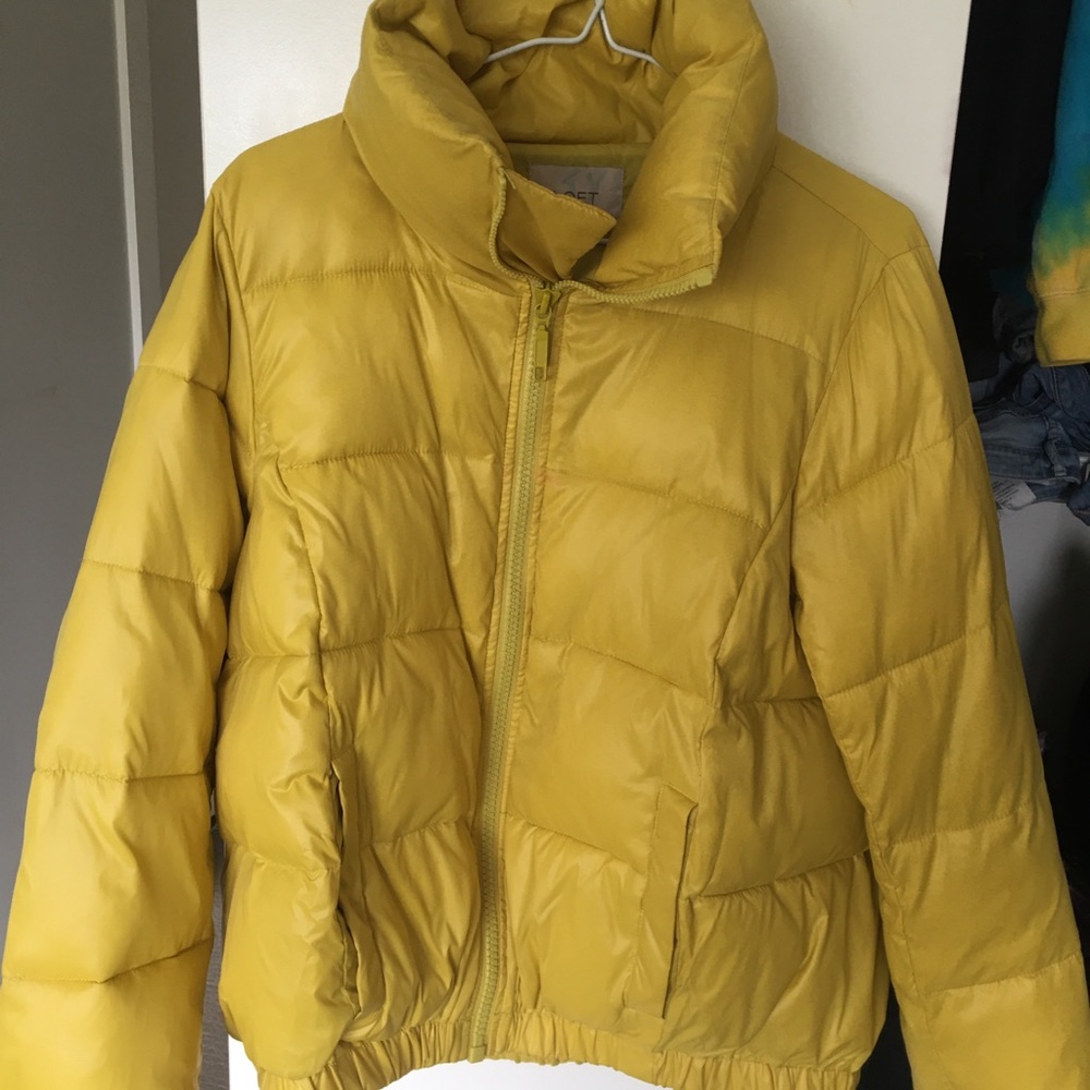 Neon green puffer jacket